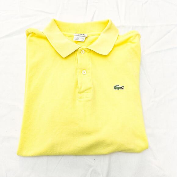 Lacoste Men's Short Sleeve Polo Neon Yellow Button Down Size 7 (Large) - Picture 6 of 6